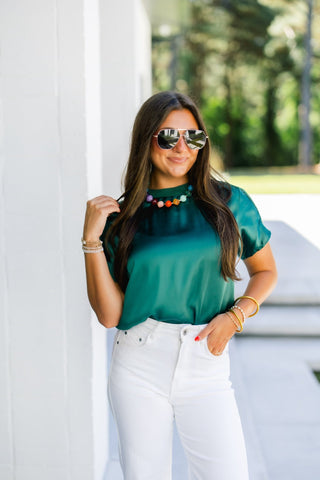 Emerald Isle Satin Top - Instyle Boutique
