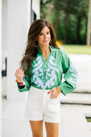 Moonlit Lagoon Top-Green - Instyle Boutique