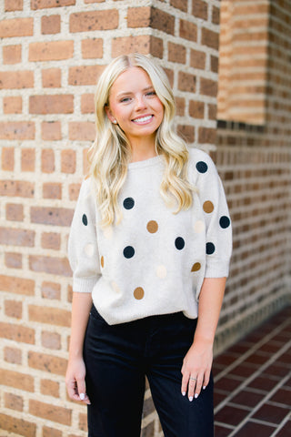 Keep It Neutral Polka Dot Sweater Top