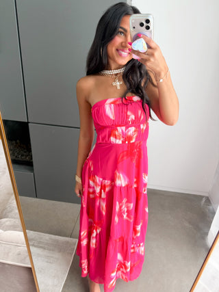Hibiscus Horizon Midi Dress - Instyle Boutique