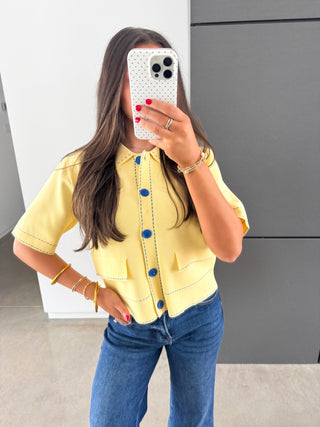 Lemon Drop Knit Jacket Top - Instyle Boutique