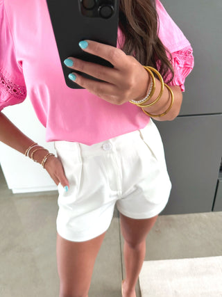 Sunkissed High-Waist Shorts-White
