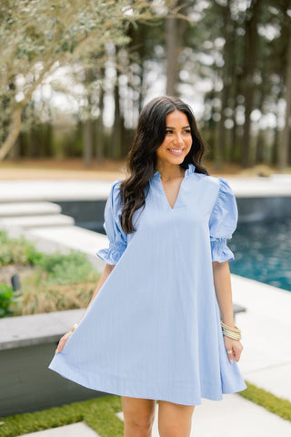 The Wave Whisper Blue Dress - Instyle Boutique