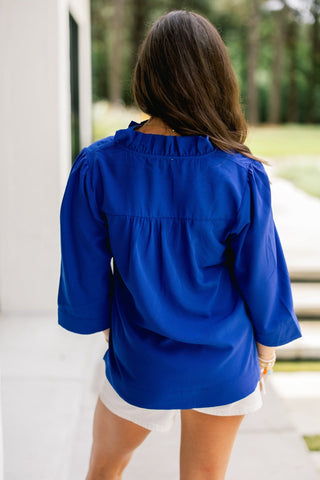 Blue Frills Top - Instyle Boutique
