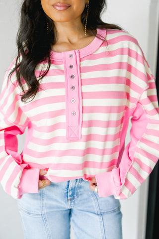 Cutie In Cream And Pink Striped Top - Instyle Boutique