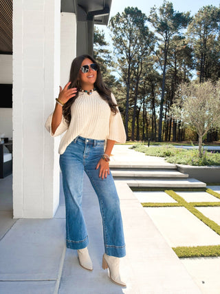 Cream & Sugar Short Sleeve Sweater Top - Instyle Boutique