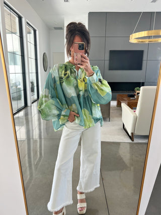 Vivacious and Voluminous Sage Top - Instyle Boutique