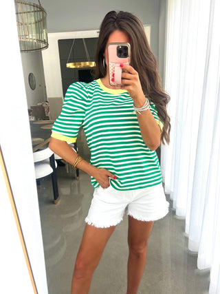 Bayside Green Striped Top