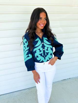 Moonlit Lagoon Top - Navy - Instyle Boutique