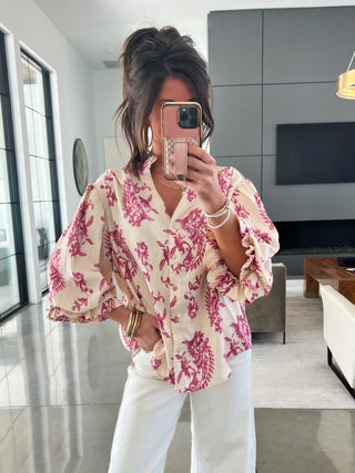 Petal Pink Paisley Printed Top - Instyle Boutique
