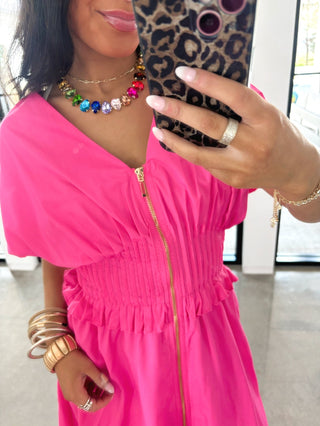 Flamingo Flutter Smocked Waist Dress - Instyle Boutique