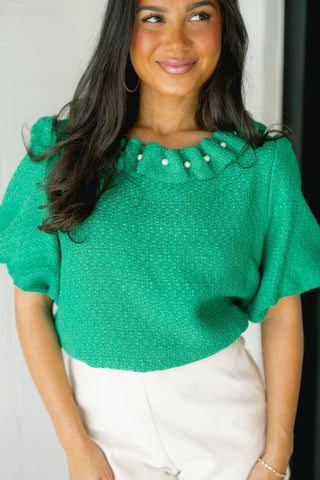 Preppy Pearl Green Top - Instyle Boutique