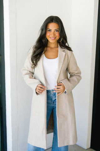 Juliette Taupe Midi Coat - Instyle Boutique