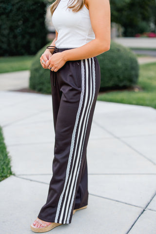 Let's Go Lace Trim Brown Pants