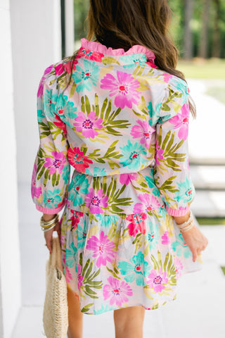Watercolor Bloom Mini Dress - Instyle Boutique
