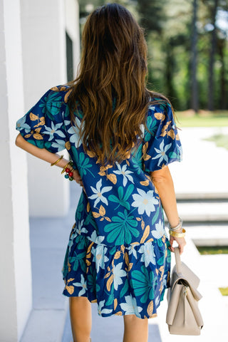 All Smiles Navy Floral Dress - Instyle Boutique