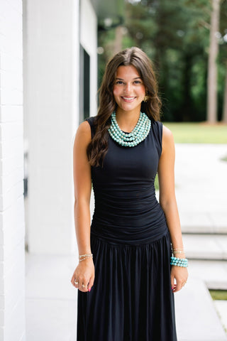 Favorite Black Knit Ruched Maxi Dress - Instyle Boutique