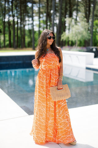 Tangerine Dream Maxi | Orange Strapless Maxi Dress