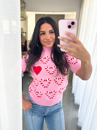 Pink Candy Cane Lane Sweater