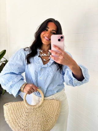 Soft Meadow Bloom Blue Top - Instyle Boutique