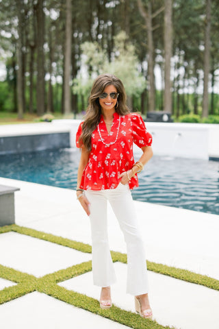 Scarlet Garden Peplum Blouse - Instyle Boutique