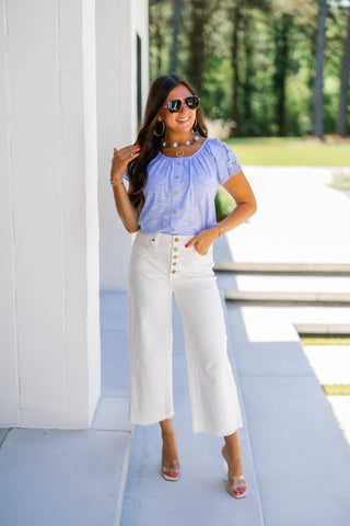 Lovely Periwinkle Textured Lace Top - Instyle Boutique