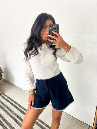 Aria Ribbed Collared Shirt - Instyle Boutique
