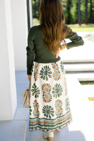 Ollie Olive Printed Midi Dress
