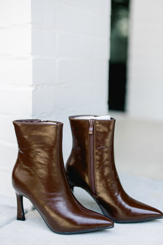 Sleek Stiletto Brown Ankle Boot