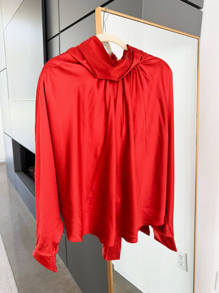 She's The Moment Burnt Orange Satin Top - Instyle Boutique