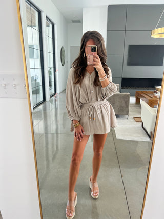Summer Vibes Linen Set- Stone