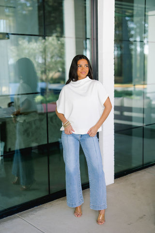 Ice White Mock Neck Top - Instyle Boutique
