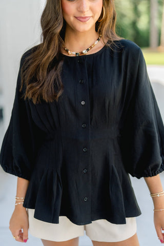 Midnight Pleat Button-Front Top - Instyle Boutique