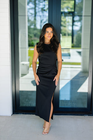 Meet Me Tonight Black Midi Dress