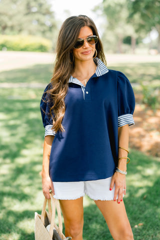 Never Settle Navy Top