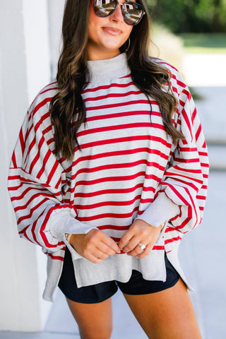 Simply Striped Mock Neck Pullover - Instyle Boutique