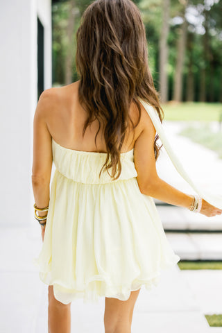 Citrus Dream Ruffle Mini Dress