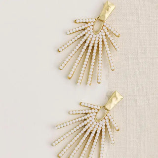 White Sunburst Statement Drop Earrings - Instyle Boutique