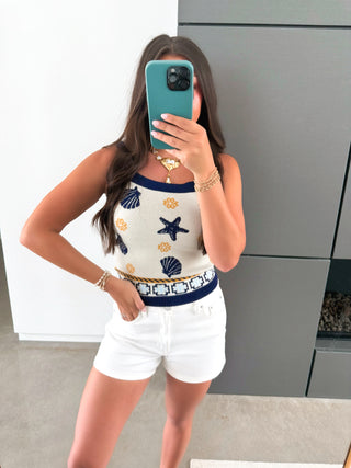 Seaside Story Summer Sweater Tank - Instyle Boutique
