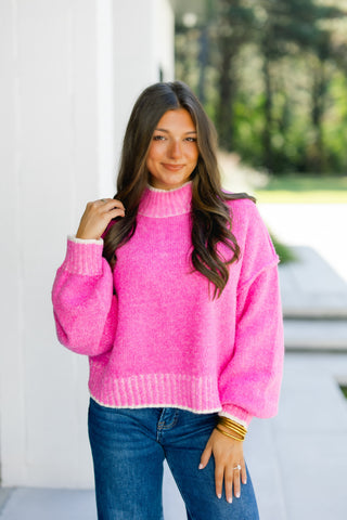 Here For Fun Hot Pink Sweater