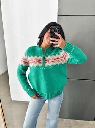 Home For The Holidays Green Sweater - Instyle Boutique