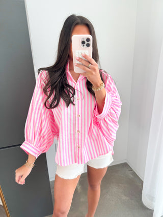 Glamour Girl Button Front Shirt-Pink ~FINAL SALE~