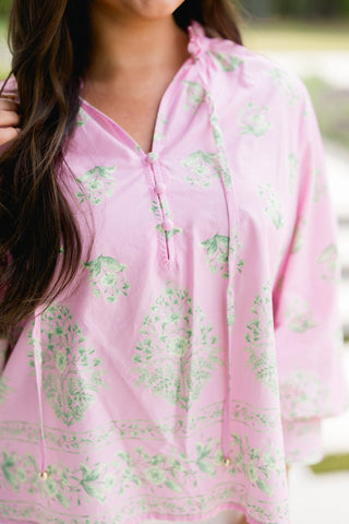 Poppy Palms Pink Top - Instyle Boutique