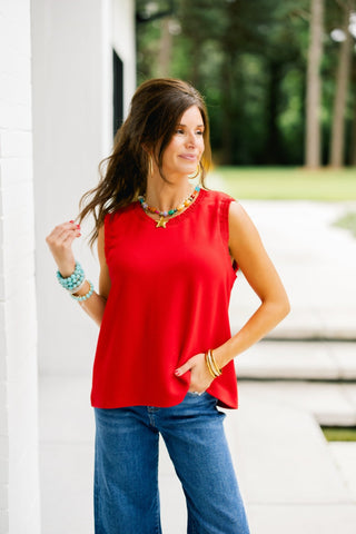 Scarlet Ruffle Charm Tank - Instyle Boutique