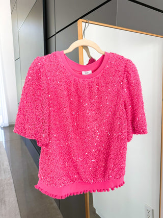 Make It Shine Pink Sequin Top - Instyle Boutique