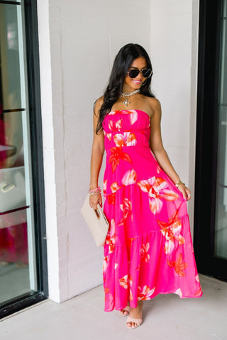 Hibiscus Horizon Midi Dress - Instyle Boutique