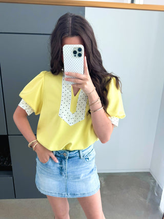 The Dot & Dash Top – Yellow - Instyle Boutique
