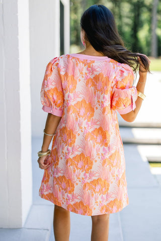 Peach Blossom Puff Sleeve Mini Dress - Instyle Boutique