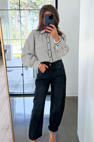 Monochrome Moment Striped Button-Down