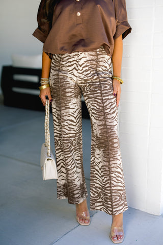 Mocha Meow Animal Print Wide Leg Pants - Instyle Boutique